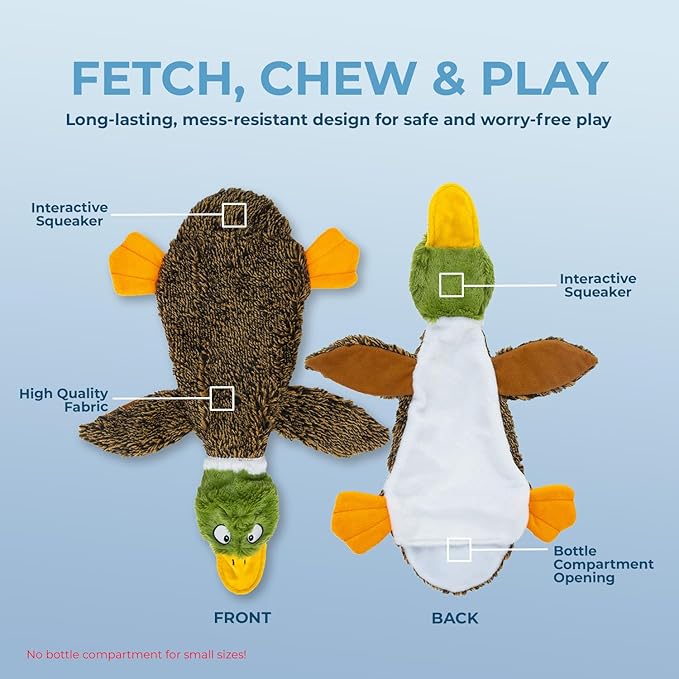 Best Pet Supplies Squeaky Dog Toys with Soft Durable Fabric for Small, Medium and Large Pets Interactive Toy for Indoor Play, Supports Active Biting and Play - 1Wild Duck, Small