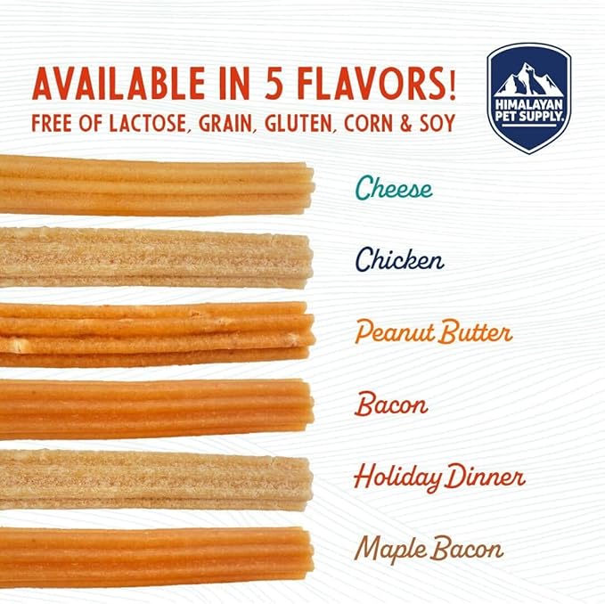 Himalayan Dog Chew Churro Yak Cheese Dog Chews, 100% Natural, Long Lasting, Gluten Free, Healthy & Safe Dog Treats, Lactose & Grain Free, Protein Rich, For All Breeds, Soft, Chicken Flavor, 4 Pack
