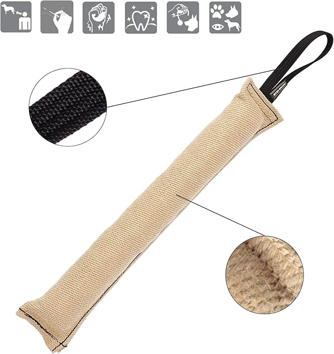 Dingo Gear Bite Tug with 1 Handle Reinforced for Dog Training and Fun 60 x 8 cm, Jute