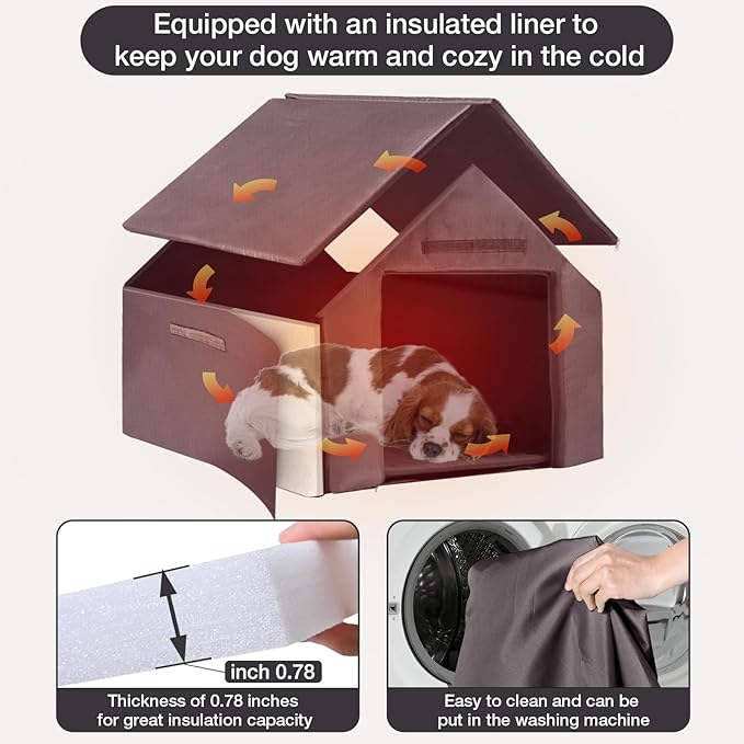 Dog House Outdoor, Chew-Proof Metal Frame Dog Kennel Shelter for Large Breeds,Weatherproof (Grey-I, Large)