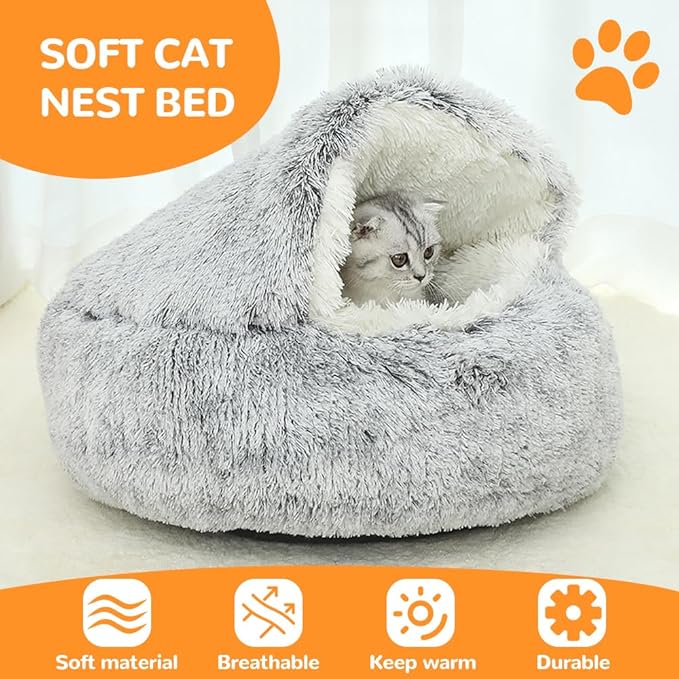 Lapcatz Nest Bed, 2026 Upgraded Cat Beds for Indoor Cats, Portable Fluffy Pet Bed, Durable Covered Cat Bed for Indoor Use, Soft Puppy Bed for Pet Owners (Green, Large)