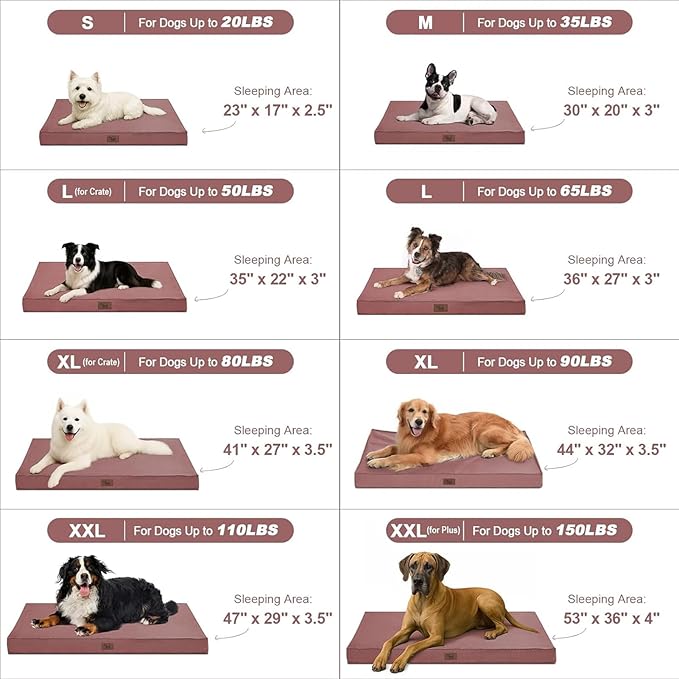 Outdoor Extra Large Dog Crate Bed, XXL Waterproof Dog Bed for Giant Breeds Dogs, 47x29 Inch Orthopedic Egg Crate Foam Pet Mat with Removable Cooling Cover, Pink