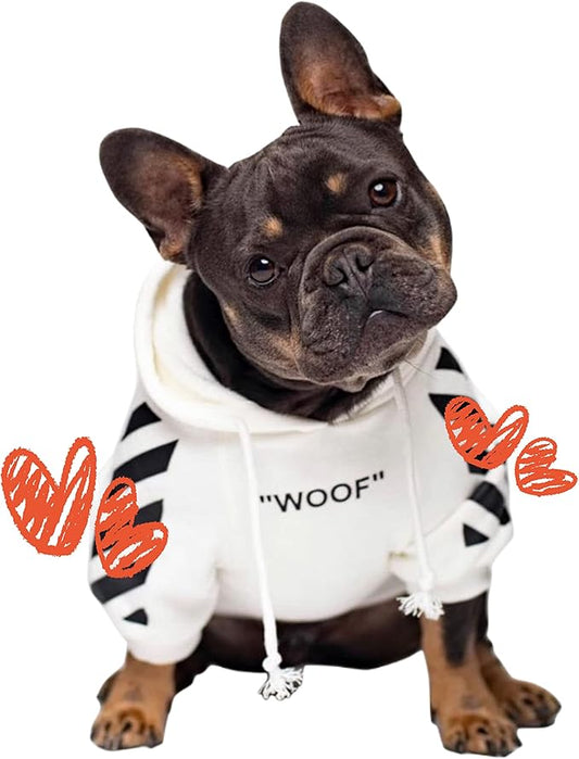ChoChoCho Stylish Dog Hoodie Dog Clothes Streetwear Cotton Sweatshirt Fashion Outfit for Dogs Cats Puppy Small Medium Large (2XL, White)