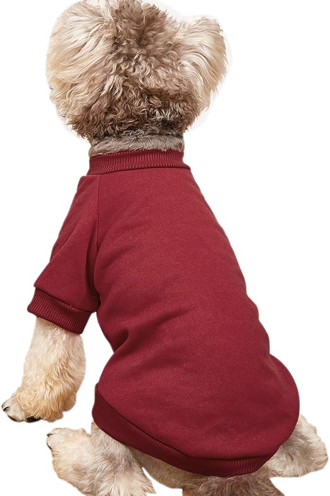 Puppy Sweater for Small Dogs Clothes Warm Winter Cat Clothe Pet Sweatshirt Knitwear Doggie Kitten Clothing, Wine, X-Small
