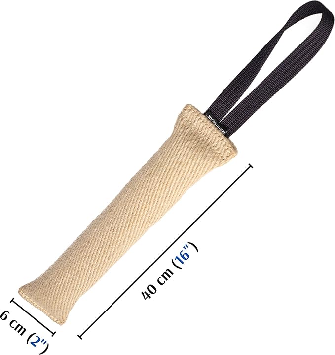 Dingo Gear Tug Toy for Dog Training Agility Tug of War, Jute Dog Bumper with one Handle, Dog Bite Pillow for Aggressive Chewers, 16" S00147