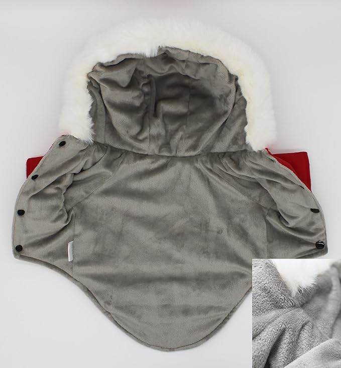 Pet Warm Dog Coat for Winter Cold Weather Clothes Hooded Dog Jacket Small Puppies Medium Large Dog Cat Clothes Insulated Padded Snow Parka (Red, Medium)
