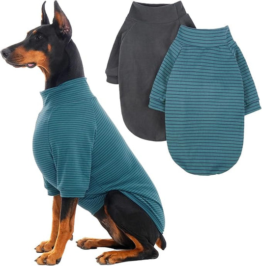 IECOii 2 Pack XXXXL Dog Fleece Sweater for Giant Breed Dogs, Warm Dog Turtleneck with Stretch for Great Dane Sweater, Fall Winter Pullover Dogs Sweatshirt with Sleeve,Outdoor Sweaters for Walking, 4XL