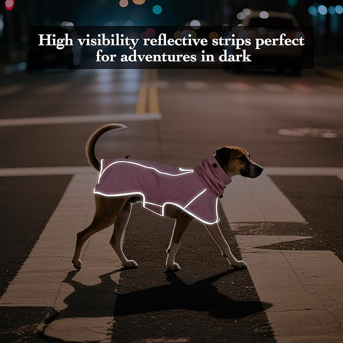 Reflective Dog Raincoat, Windproof & Waterproof Dog Rain Jacket, Adjustable Hooded Pet Poncho with Leash Hole for Small, Medium, Large Dogs(S-2XL) (Pink, Large)
