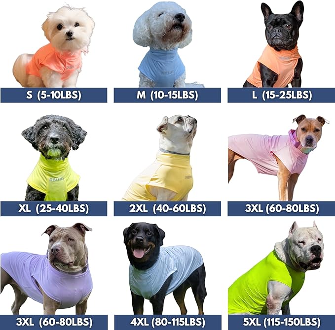 Spark Paws Sunblock Dog T-Shirt, SPF30 Protection, Lightweight Breathable Quick Dry for Dogs with Sensitive Skin - Purple & Pink (Set of 2) - 5XL