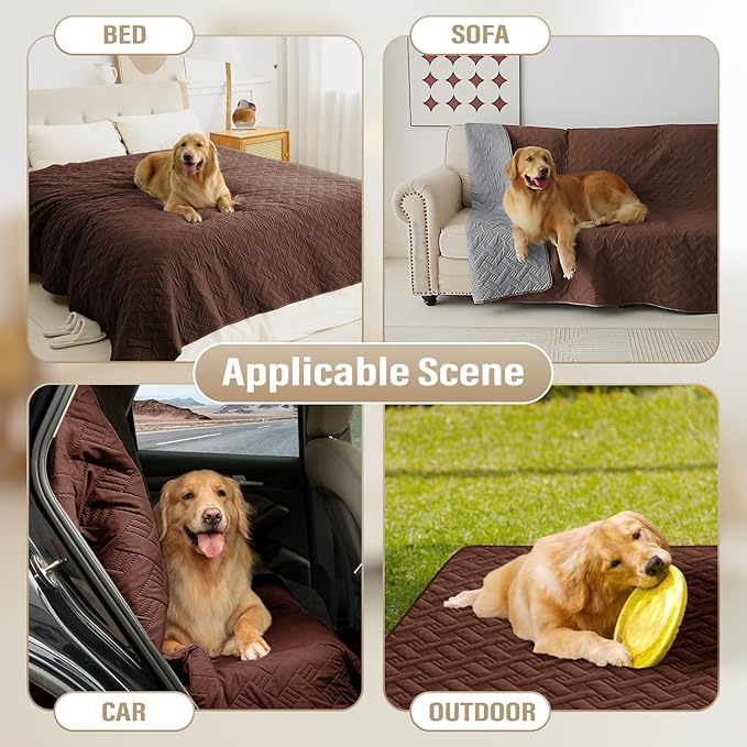 BOCTOPUG Dog Bed Cover for Pets Blankets Rug Pads for Couch Protection Waterproof Bed Covers Dog Blanket Furniture Protector Reusable Changing Pad (Dark Grey+Brown, 52"x82")