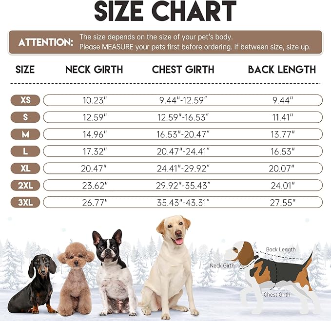 BRKURLEG Dog Winter Coat, Warm Dog Jackets for Small and Medium Large Dogs, Reflective Adjustable Pet Cold Weather Coats, Waterproof Windproof Dogs Snow Jacket Clothes Warm Vest (XXL, Khaki)
