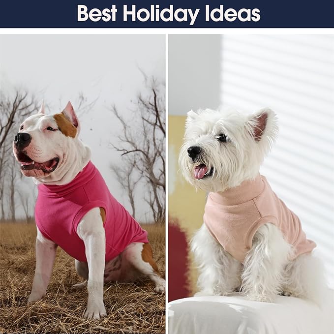 IECOii 2 Pack 4XL Dog Fleece Vest Sweater, Warm Stretchy Doberman Fleece Jacket with Leash Hole for Large Dogs - Winter & Fall Soft Pullover(Size XXXXL, Rose Red & Dusty Pink)