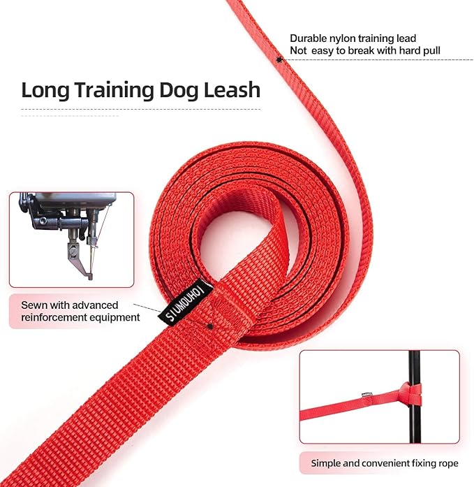 Dog/Puppy Obedience Recall Training Agility Lead - 15ft 20ft 30ft 40ft 50ft Training Leash - Great for Play, Camping, or Backyard - Pink 50ft (Pink, 50 Feet)