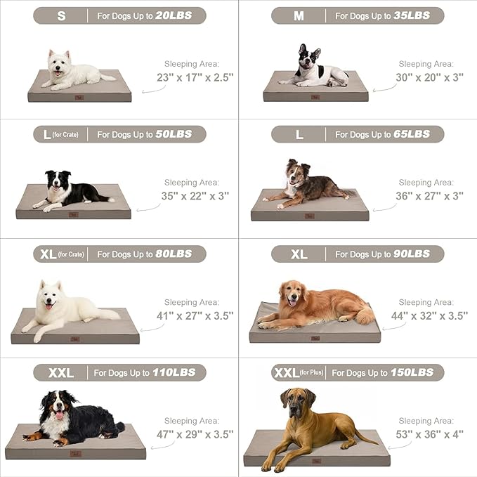 Outdoor Extra Large Dog Bed, Jumbo Waterproof Dog Bed for Large Dogs, Orthopedic Egg Crate Foam Pet Mat with Removable Oxford Cooling Cover, Khaki