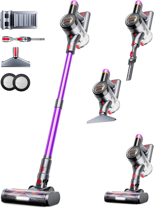 Cordless Vacuum Cleaner, Upgraded 550W 45Kpa 60Mins Vacuum Cleaners for Home, Anti-Tangle Stick Vacuum with Self-Standing, LED Display, 8-in-1 Wireless Vacuum for Carpet Pet Hair Hardfloor