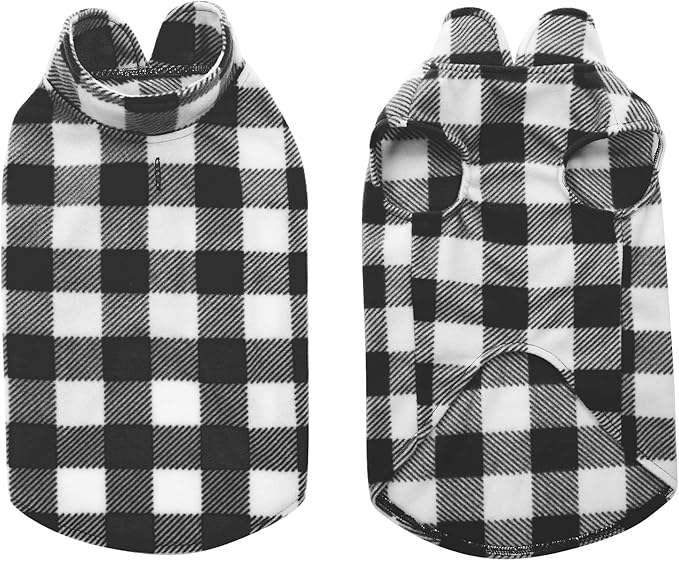 Kama Bridal Dog Spring Autumn Winter Coat Pullover Fleece Vest for Cats & Dogs - Thin Sweater, Black & White Plaid (Black, M)