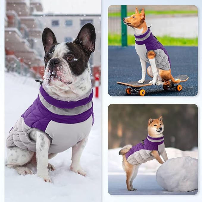 Dog Winter Jacket Cozy Reflective Waterproof Windproof Warm Pet Garment,Comfortable Cold Weather Fleece Apparel Outfits with Zipper Closure for Small Medium Large Dogs Puppy Walking,XXX-Large