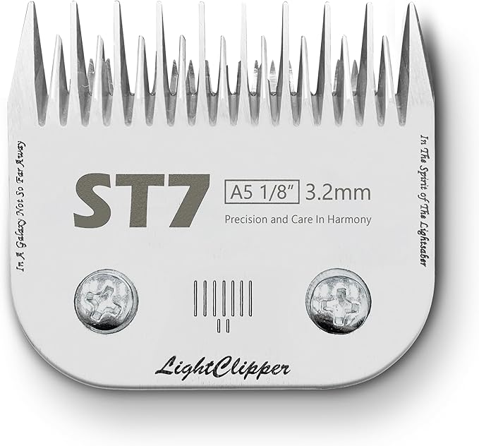 Detachable 7-Skip Tooth Ultra Edge Dog Clipper Blade - Constructed of Carbonized Steel, Resists Heat and Rust with Long-Lasting Sharp Edges - A5 Series (ST7: 1/8" (3.2MM))