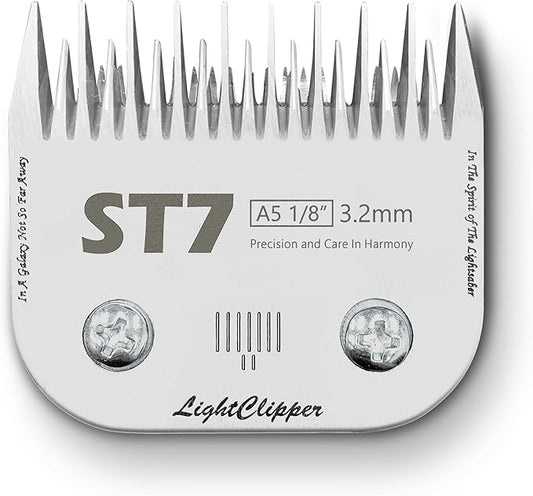 Detachable 7-Skip Tooth Ultra Edge Dog Clipper Blade - Constructed of Carbonized Steel, Resists Heat and Rust with Long-Lasting Sharp Edges - A5 Series (ST7: 1/8" (3.2MM))