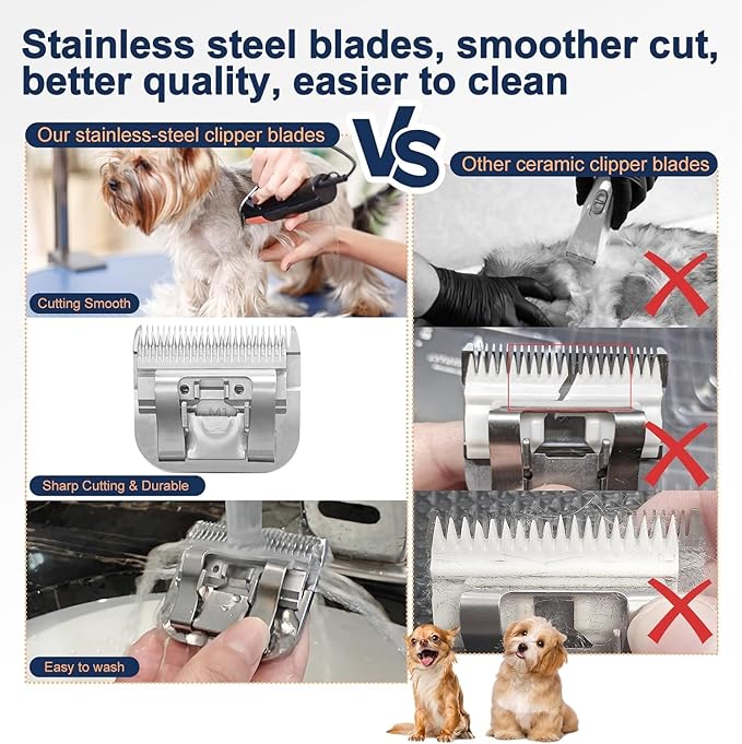 Clipper Blades Pet Grooming Clipper Replacement Blades Detachable Blade Compatible with andis/wahl/Oster Dog Clippers (10#&30#)