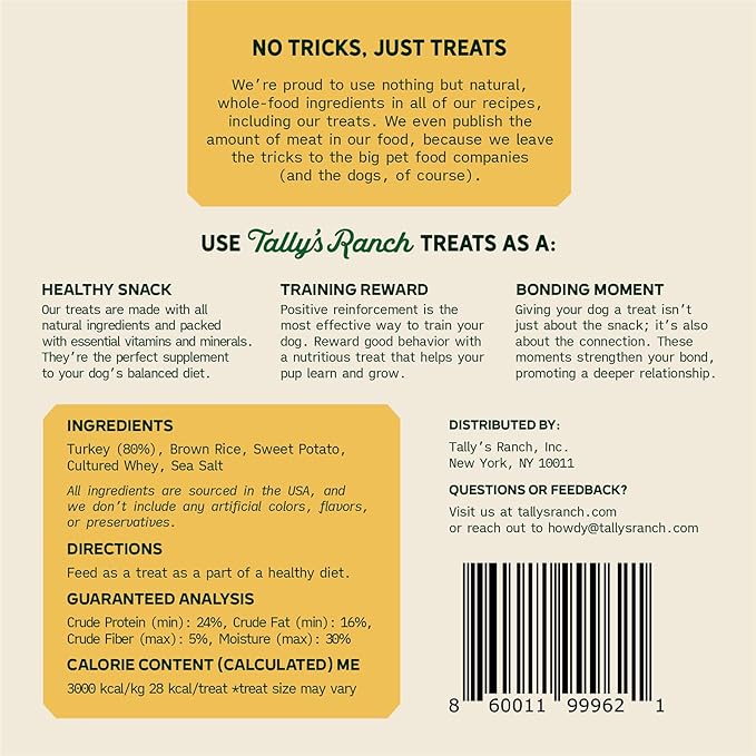Tally's Ranch Dog Treats Bundle | 8oz Turkey and Beef Jerky Treats | All-Natural | 5 Simple Ingredients, No Added Sugar, High Protein | Made in The USA | Whole Food Ingredients