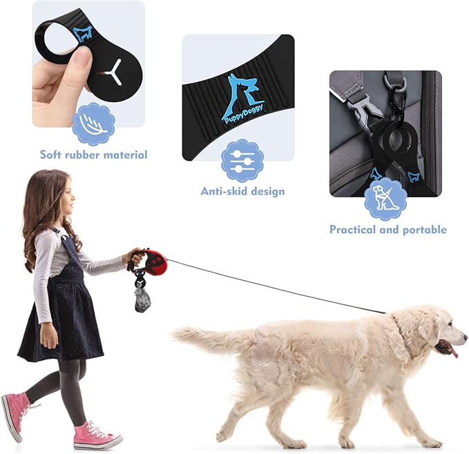 PuppyDoggy Dog Poop Bag Holder for Leash Waste Bag Carrier Dog Poop Bag Dispenser for Walking Running Bicycle Accessory 2 Pieces (Light Green)