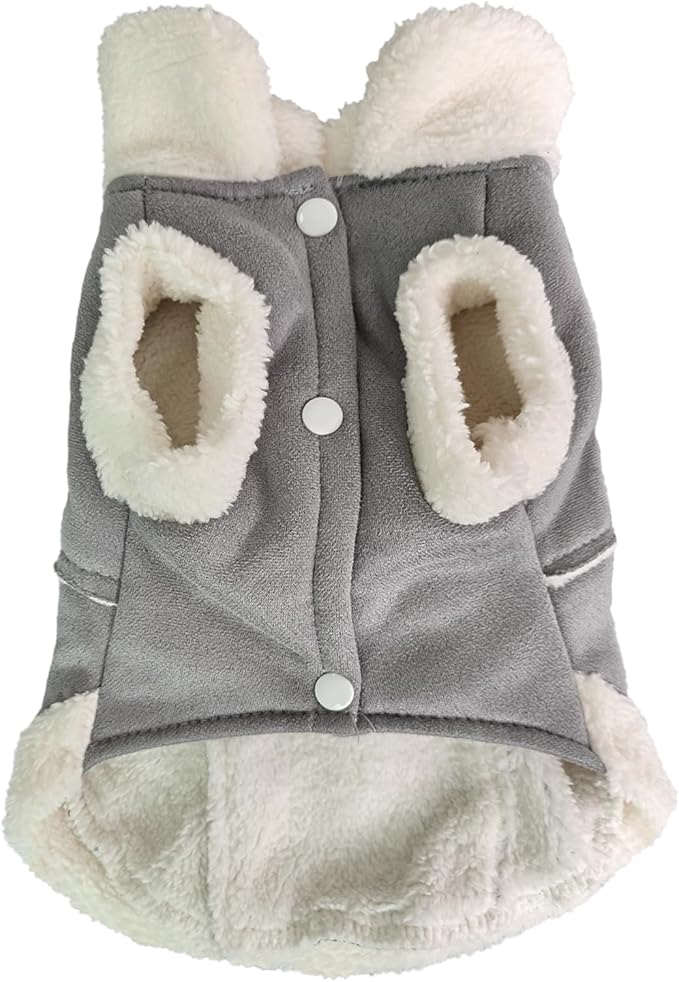 Jecikelon Bowtie Dog Cold Weather Coat Fleece Lining Warm Pet Puppy Turtleneck Dogs Winter Clothes for Small Dogs with D-Ring (Gray, Large)