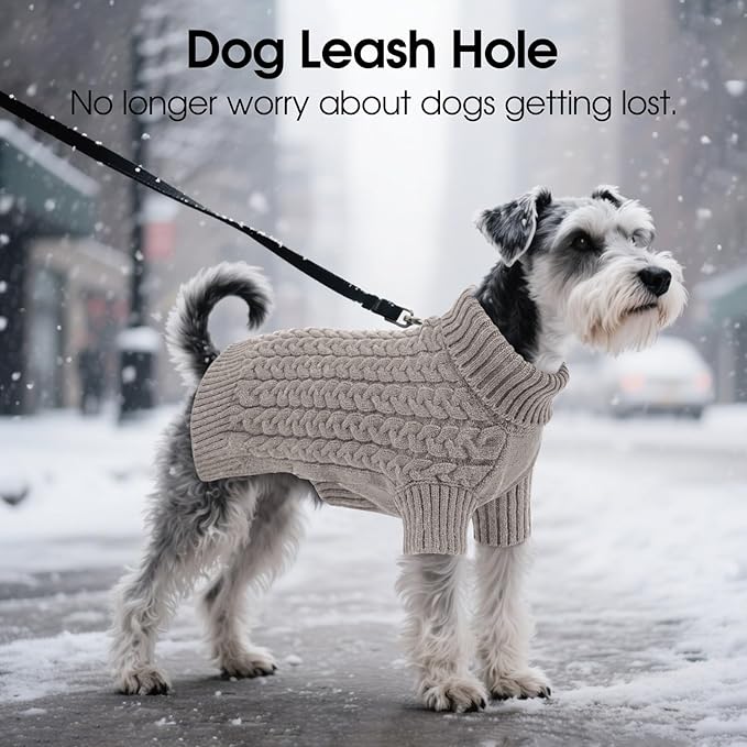 SAWMONG Dog Sweater, Dog Sweaters for Small Dogs Girls Boys, Pullover Turtleneck Knitted Doggy Sweatshirt, Cold Weather Pet Clothes（Grey, X-Small