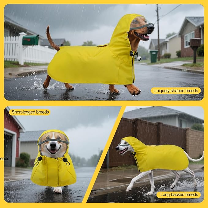 DENTRUN Heavy Duty Dog Raincoat with Hood for German Shepherd, Alaskan Malamute – All-Weather Protection for Hiking, Hunting, Stormy Days – Reinforced Seams, XXXL