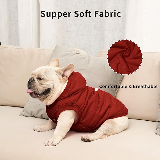 Fleece Lining Extra Warm Dog Hoodie in Winter for Large Dogs Jacket Pet Coats with Hooded,Red XL