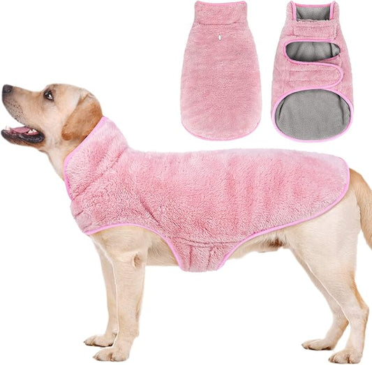Malier Dog Winter Coat, Reversible Fleece Dog Cold Weather Coats, Windproof Warm Snow Puppy Jacket Vest Pet Clothes for Small Medium Large Dogs (Pink, Medium)