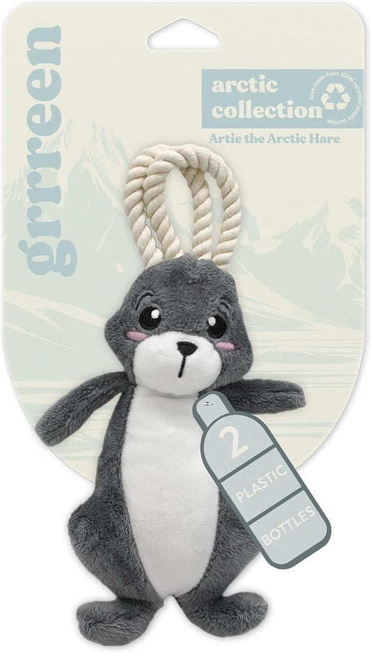 Dog Toys | Plush Toy Arctic Hare Stuffed Animal for Dogs | Small Eco Friendly Toy - Easy to Clean and Made from Non Toxic Materials