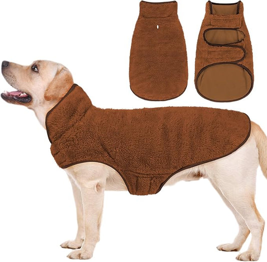 Malier Dog Winter Coat, Reversible Fleece Dog Cold Weather Coats, Windproof Warm Snow Puppy Jacket Vest Pet Clothes for Small Medium Large Dogs (Brown, Small)