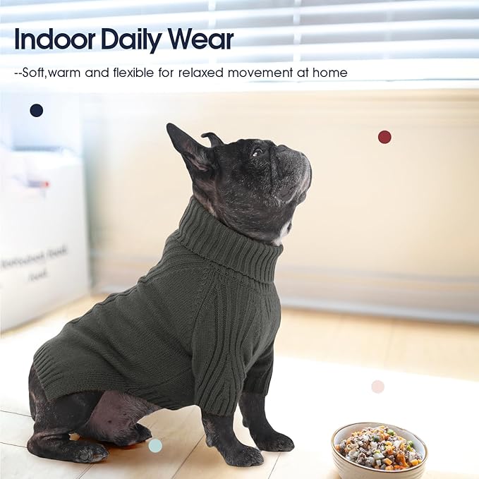 IECOii Great Dane Sweater,5XL Extra Large Sweater for Giant Breed Dogs in Winter,Turtleneck Cold Weather Knit Clothes,Machine Washable,Elastic Pullover for Saint Bernard,Mastiff (Grey,XXXXXL)