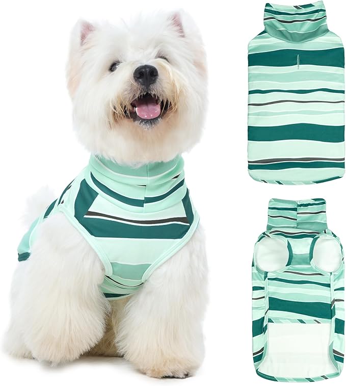 ROZKITCH Dog Sweaters for Small Medium Dogs Male Boy Girl,Soft Stretchy Turtleneck Pullover Shirt with Leash Hole for Medium,Warm Winter Coat for BlueStripe M