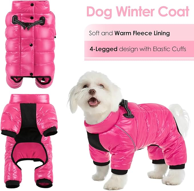 AOFITEE Dog Coat, Waterproof Dogs Jacket for Winter, Warm Fullbody Small Dog Snowsuit, Winter Coat for Small Dogs, Zip Up Pet Puffer Jacket Fleece Vest, Outdoor Reflective Pet Snow Jackets, XXL