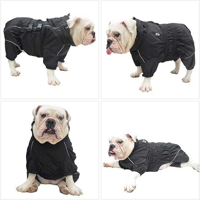 Dogs Waterproof Jacket, Lightweight Waterproof Jacket Reflective Safety Dog Raincoat Windproof Snow-Proof Dog Vest for Small Medium Large Dogs Black XL