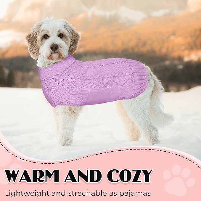 Dog Sweaters for Small Medium Large Dogs Girl, Soft Warm Turtleneck Pup Dogs Shirt, Double Knitting Collar for Outdoor Playing, Warm Dog Clothes (2XL,Purple)