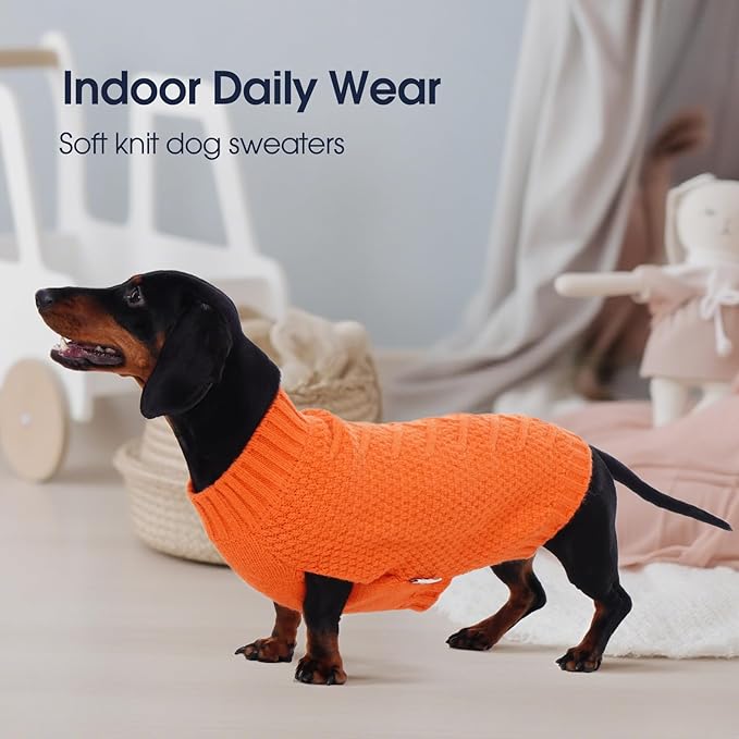 IECOii Large Dog Sweater - Neutral Thick Warm Sweater for Large Dogs (Male & Female), XL, Beagle & Corgi Sizes - Orange- Perfect for Christmas, Thanksgiving & Halloween