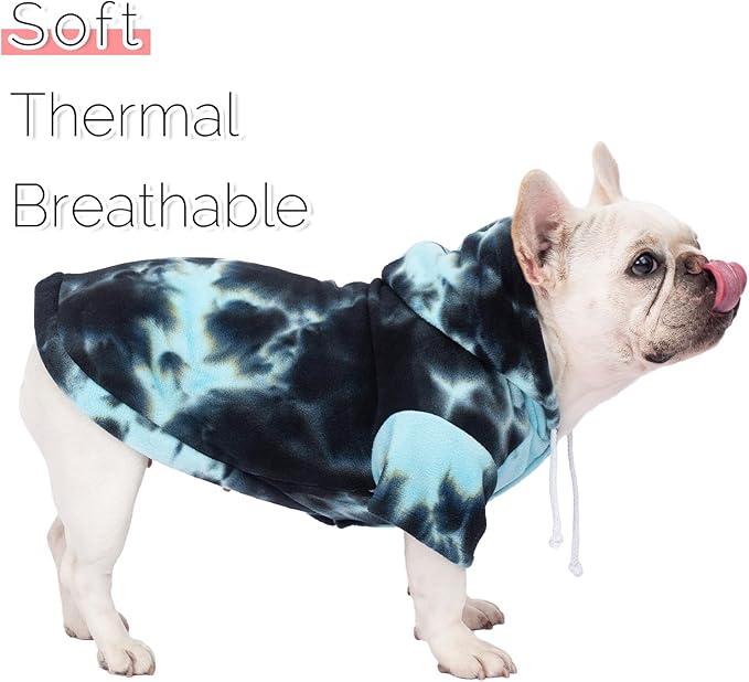 Dog Hoodie Tie Dye Dog Sweatshirt Chic Winter Clothes Ultra-Soft Warm Sweaters for Small Medium Dogs Fashion Pet Clothes for Dogs (Blue/Black/Grey, XXL (Back: 18.89",Chest: 27.55", Neck: 20.07"))