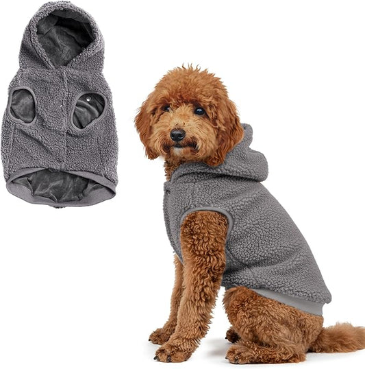 Spark Paws Teddy Dog Sweater, Sherpa Vest with Warm Fleece Lining, Winter Coat Suitable for Small Medium Large XL XXL Breeds - Grey - 2XL