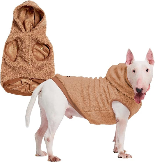 Spark Paws Teddy Dog Sweater, Sherpa Vest with Warm Fleece Lining, Winter Coat Suitable for Small Medium Large XL XXL Breeds - Brown - 3XL