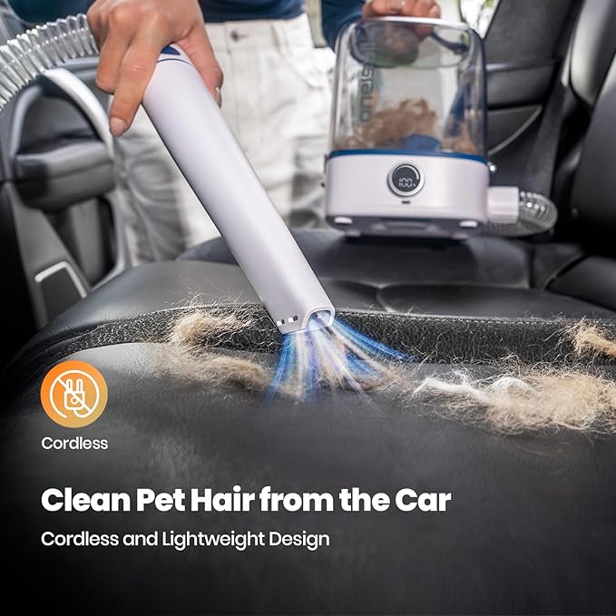 oneisall Cordless Dog Grooming Vacuum Kit, Dog Grooming Kit with 5100mAh & 11-in-1 Pet Tools, 3L Dust Cup, Low Noise for Shedding & Grooming and Suitable for Home/Car Cleaning,Comfy L1