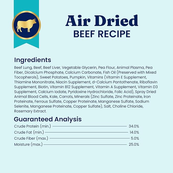 Solid Gold Air Dried Dog Food Toppers for Dry Food - Healthy Dog Treats w/Real Beef & Superfoods - Serve as a Complete Meal, Topper or Treats - Supports Muscle Growth, Immunity & Digestion - 1lb