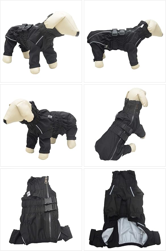 Dogs Waterproof Jacket, Lightweight Waterproof Jacket Reflective Safety Dog Raincoat Windproof Snow-Proof Dog Vest for Pugs English French Bulldog American Pit Bull Black B-M