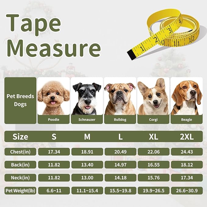 Dog Winter Coat for Small & Medium Dogs (Up to 31lb), Waterproof Dog Coat with Harness, Puppies Windproof Puppy Puffer Jacket, Snowsuit for Dachshund,Frenchie, Corgi (Classic Green, Small)