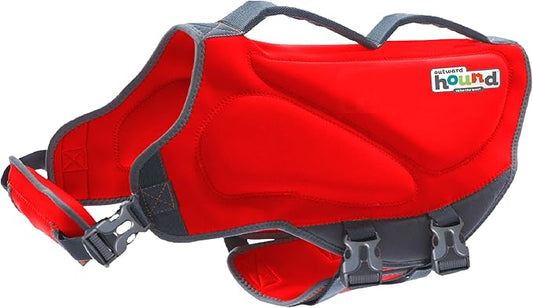 Outward Hound Dawson Swim Dog Life Jacket, High-Performance Neoprene Dog Life Vest for Swimming, Boating, and Water Safety, XL, Red