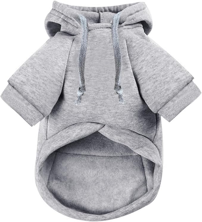 Jecikelon Winter Dog Hoodie Sweatshirts with Pockets Warm Clothes for Small Dogs Chihuahua Coat Puppy Custume Clothing (XX-Small, Y02-Grey)