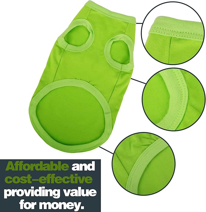 Paiaite 3 Pieces Plain Dog Shirt Sleeveless Puppy Cotton Dog Shirts Breathable Pet Apparel Tank Top Colorful Puppy Sweatshirt Clothes for Small Medium Dogs Black Green and Gray 4XL