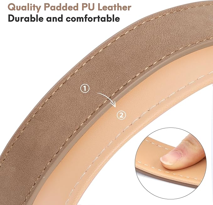 Leather Dog Collar for Small Medium Large Dogs, Soft Padded Dog Leather Collar with Heavy Duty Gold Buckle, Durable & Comfortable for Large Dogs Daily Walking (Light Brown, L)